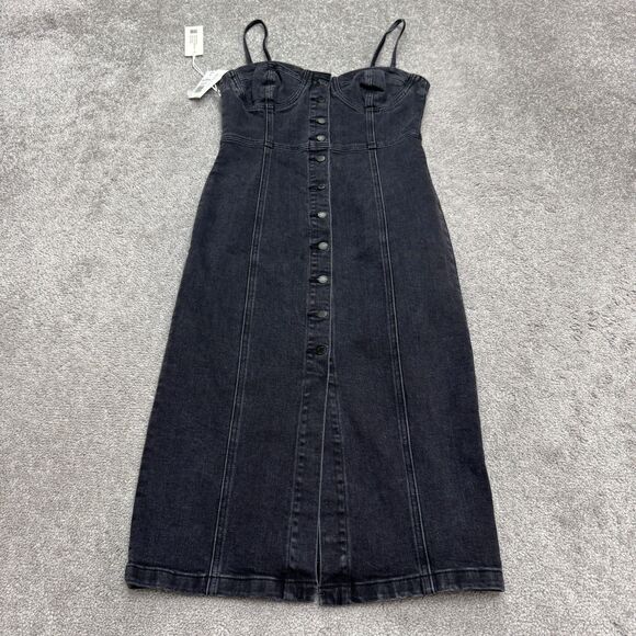 Denim Forum Dresses & Skirts - Denim Forum Aritzia Eyeliner Traceur Yeux Noir Midi Dress Womens Small Black NWT